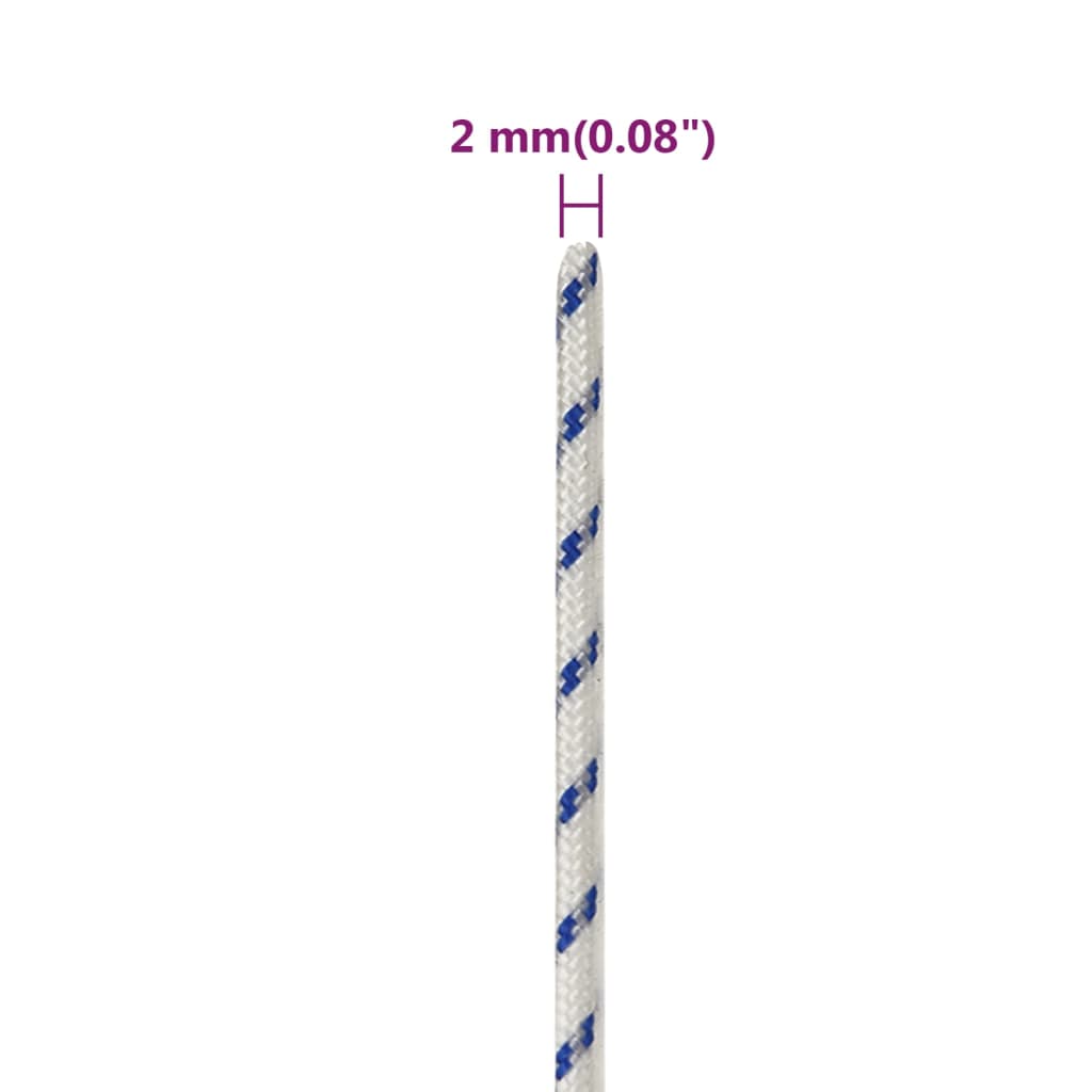 vidaXL Lodné lano biele 2 mm 100 m polypropylén