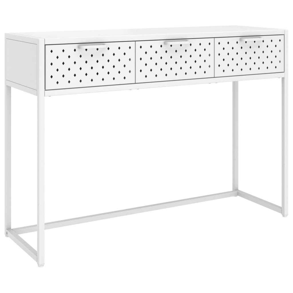vidaXL Konzolový stolík biela 106x35x75 cm oceľ