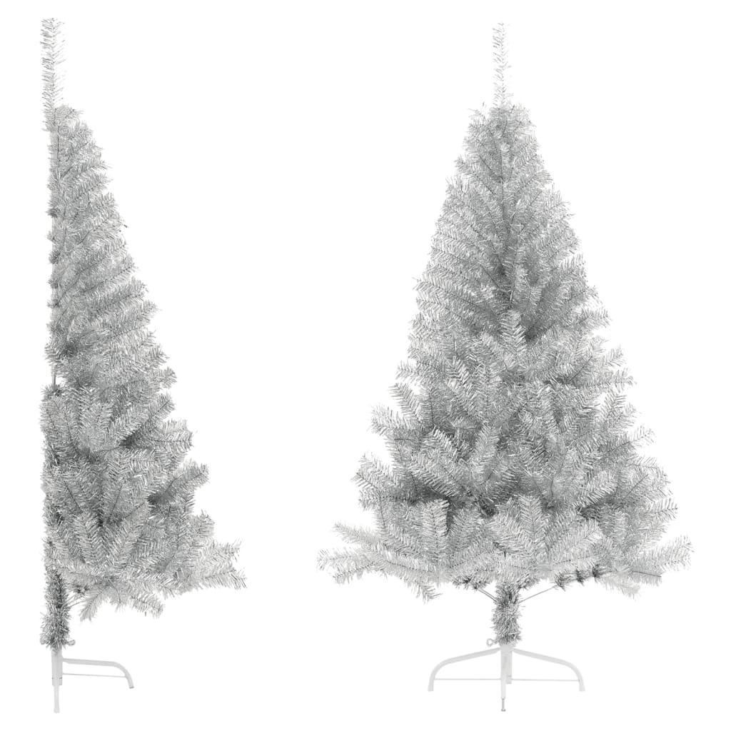 vidaXL Umelý polovičný vianočný stromček+stojan, strieborný 180 cm