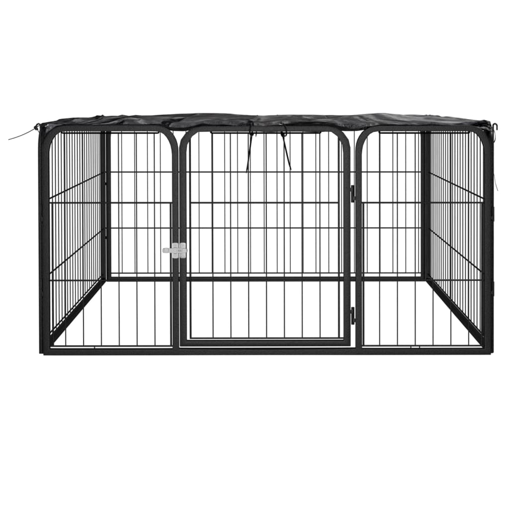 vidaXL Ohrádka pre psov 4 panely čierna 100x50 cm práškovaná oceľ
