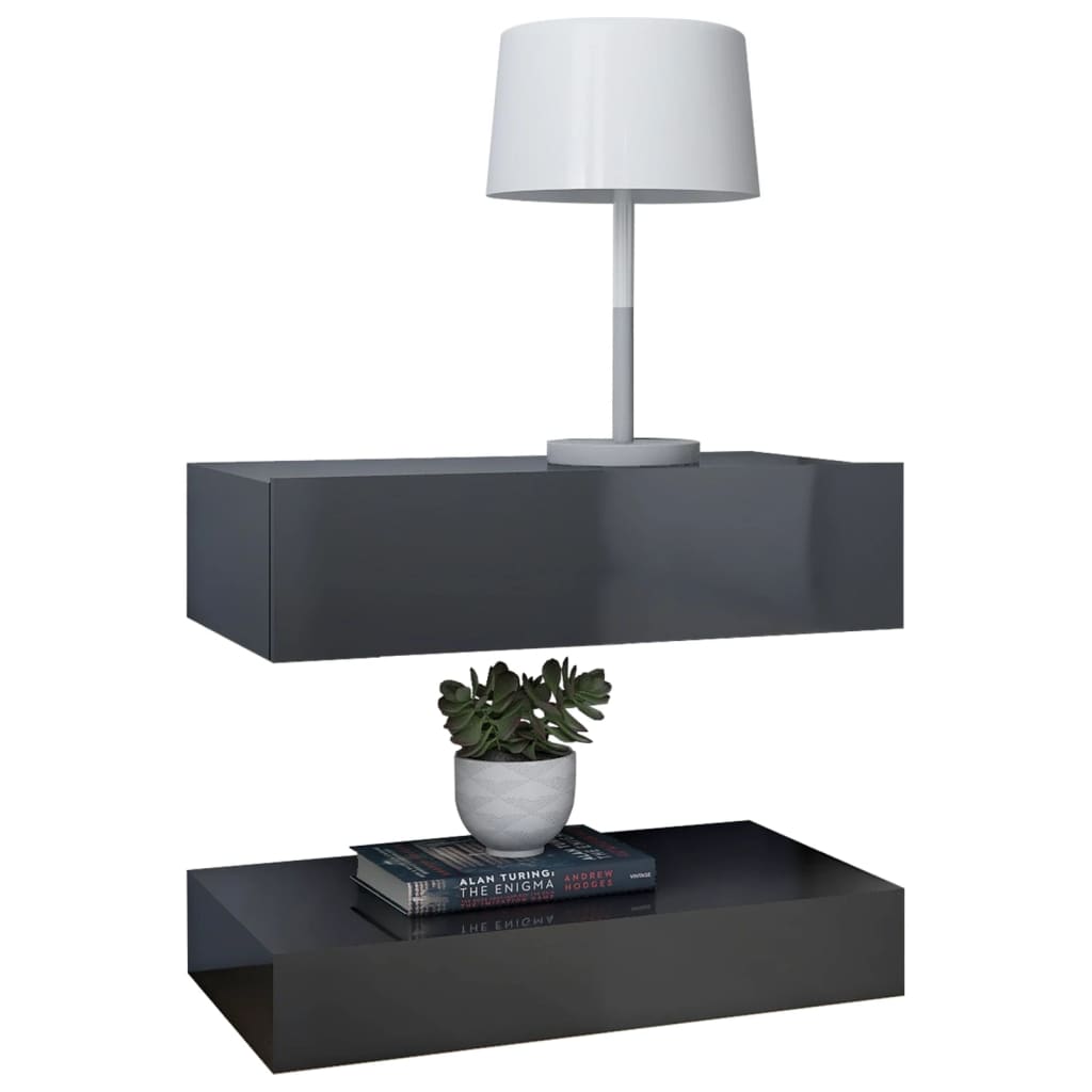 vidaXL Nočný stolík lesklý sivý 60x35 cm drevotrieska