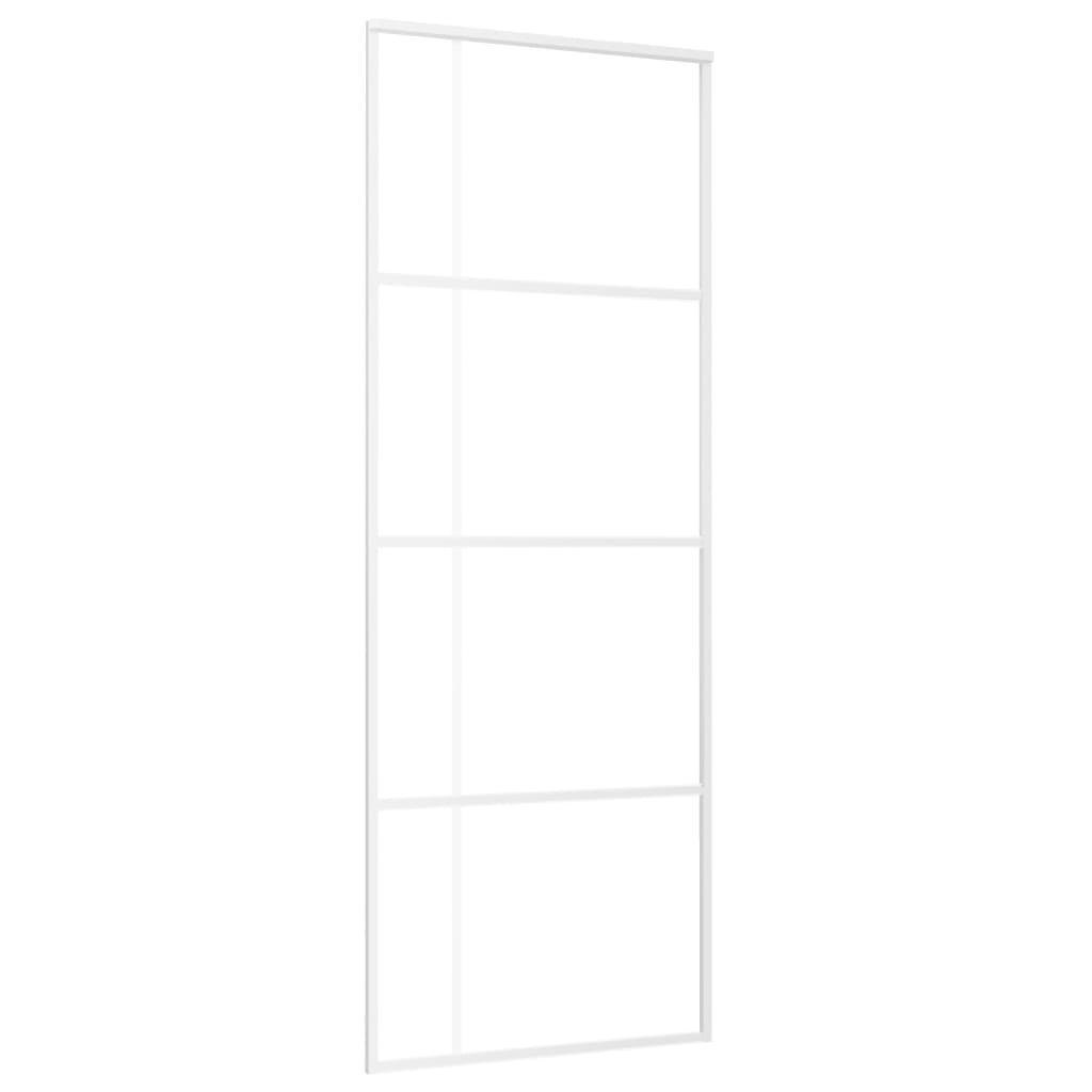 vidaXL Posuvné dvere ESG sklo a hliník 76x205 cm biele