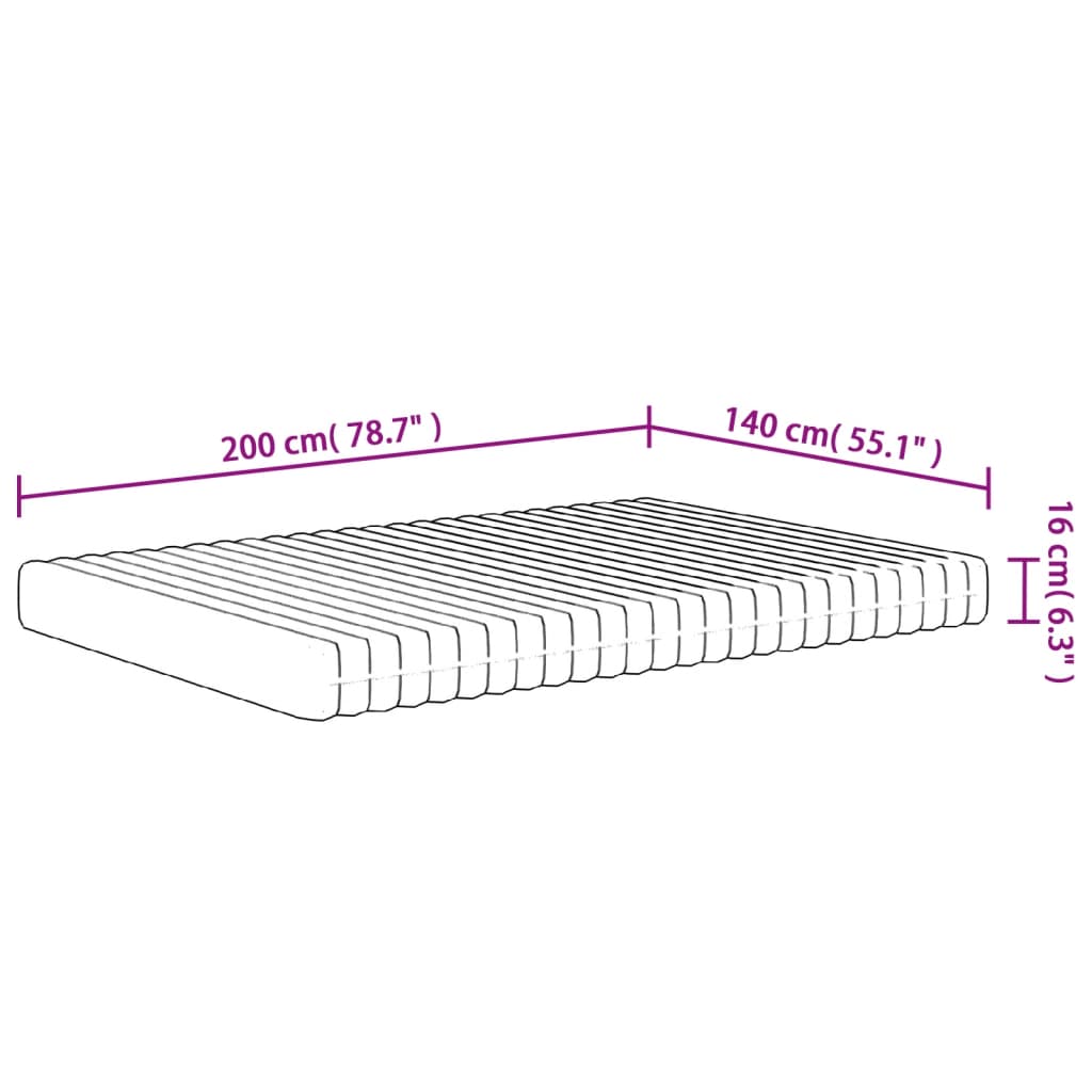 vidaXL Penový matrac stredne mäkký 140x200 cm