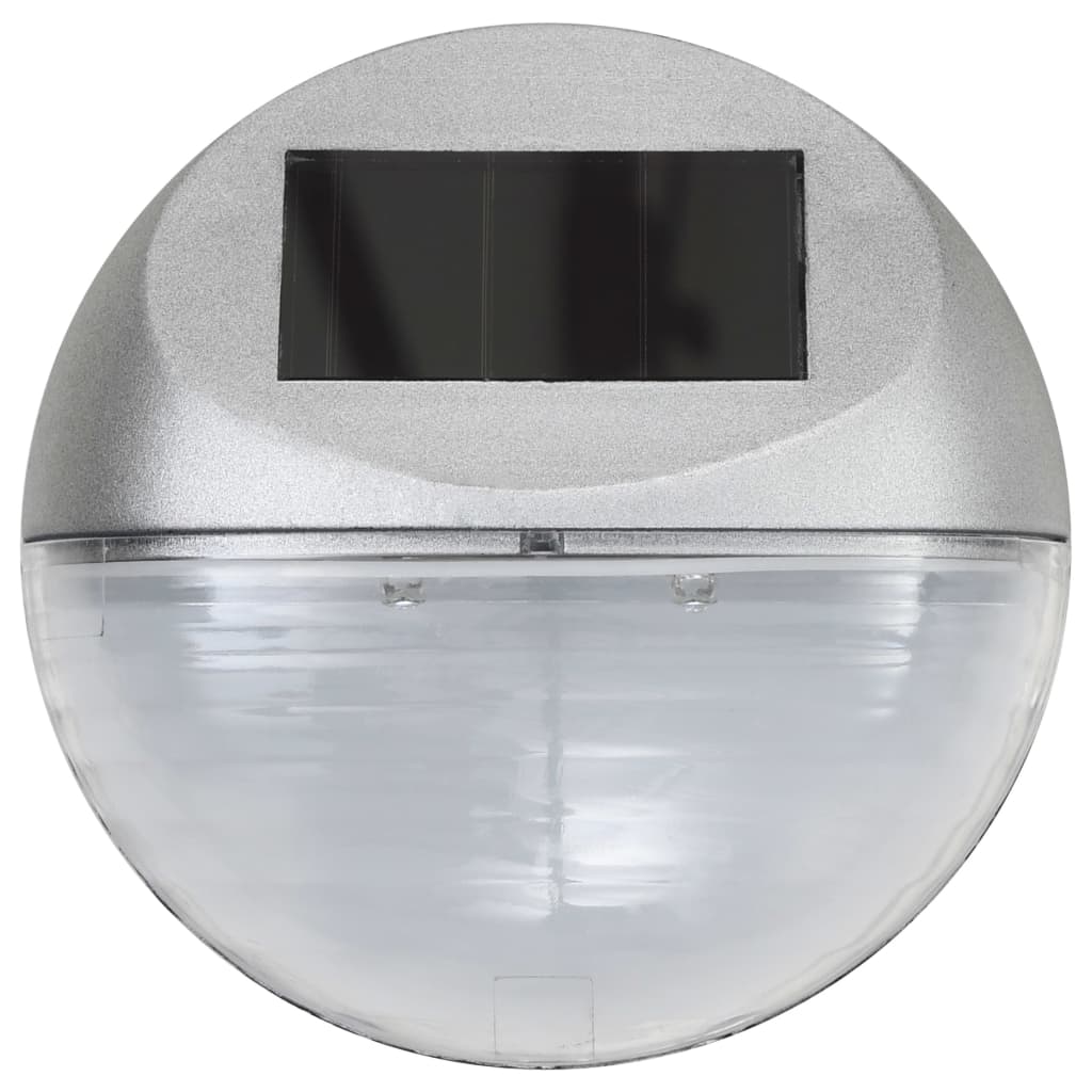 vidaXL Vonkajšie solárne nástenné LED lampy 24 ks okrúhle strieborné