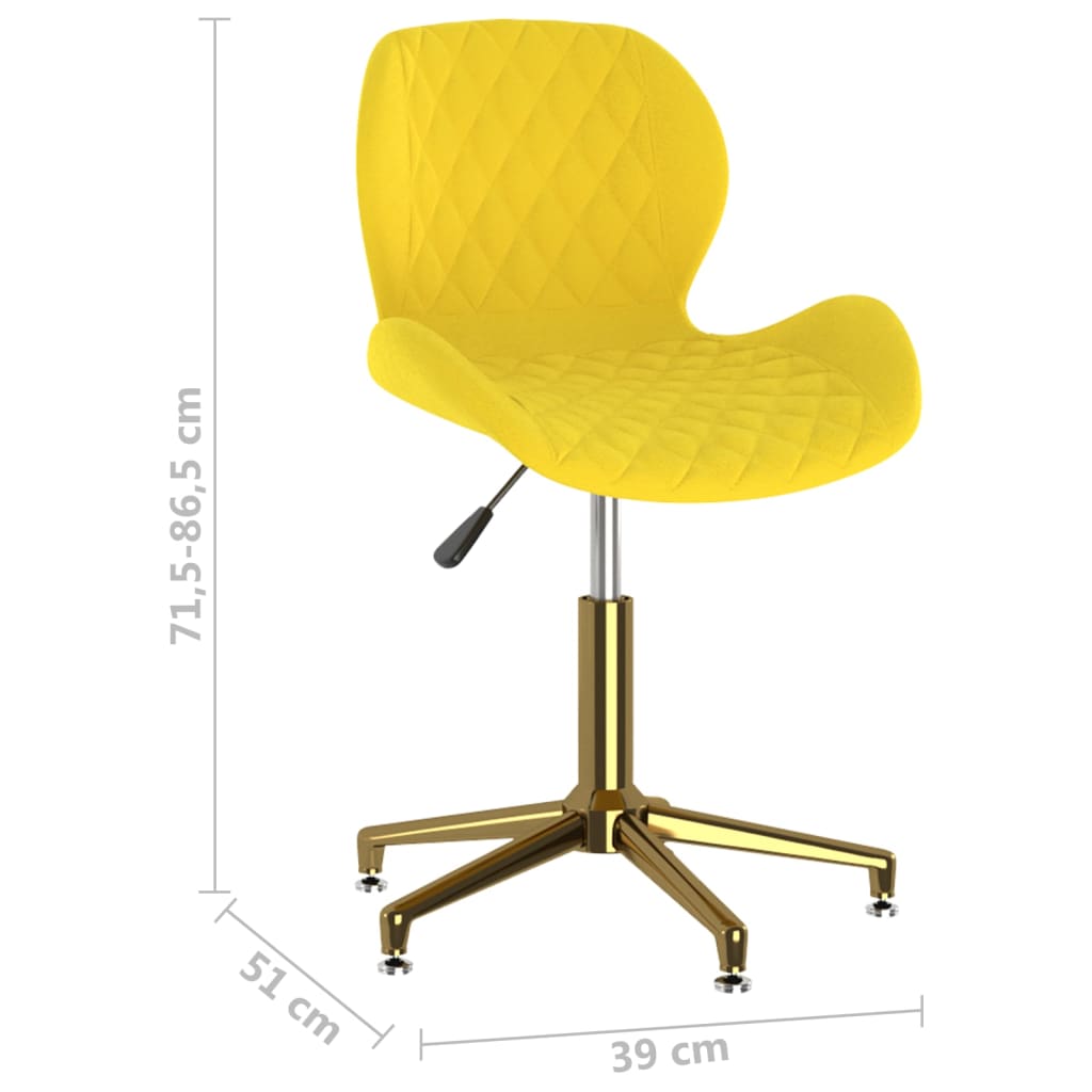 335047 vidaXL Swivel Dining Chair Mustard Yellow Velvet