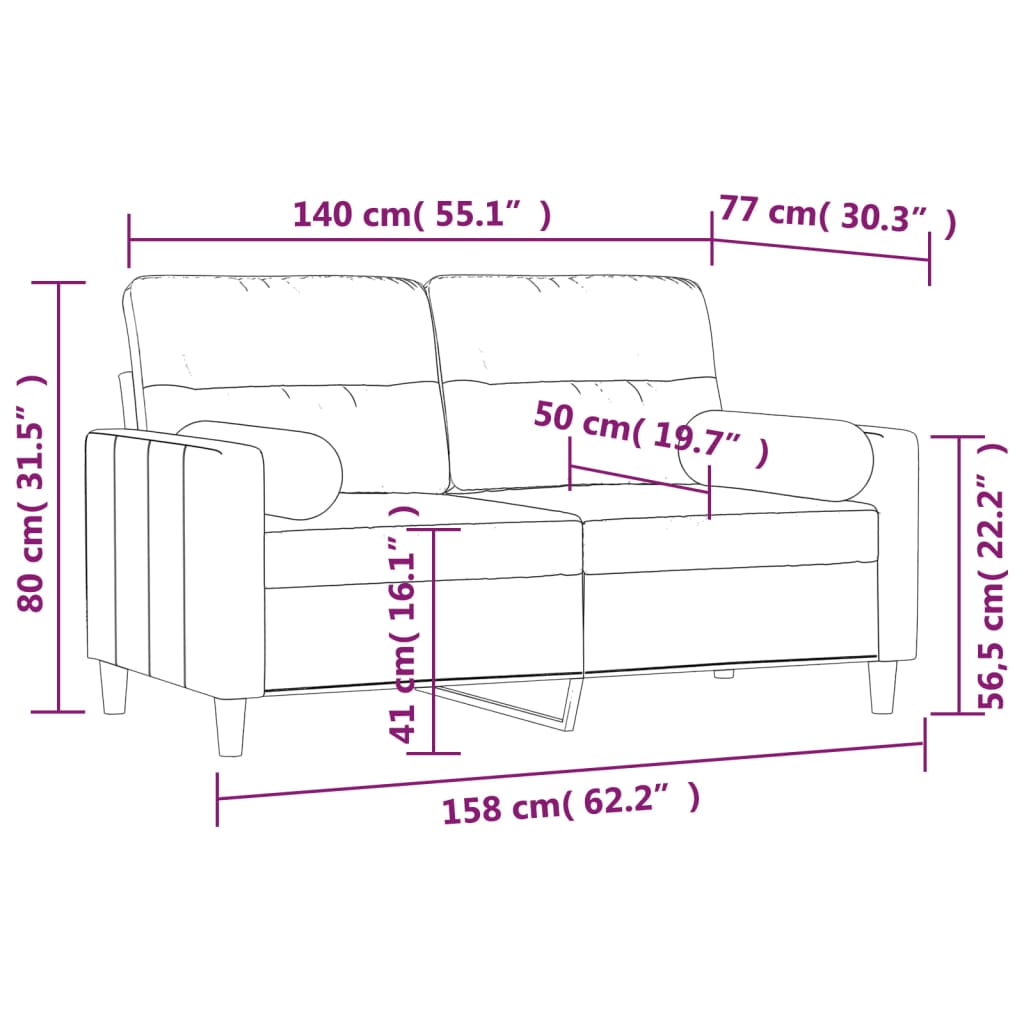 vidaXL 2-dielna sedacia súprava s vankúšmi bledosivá 140 cm látka