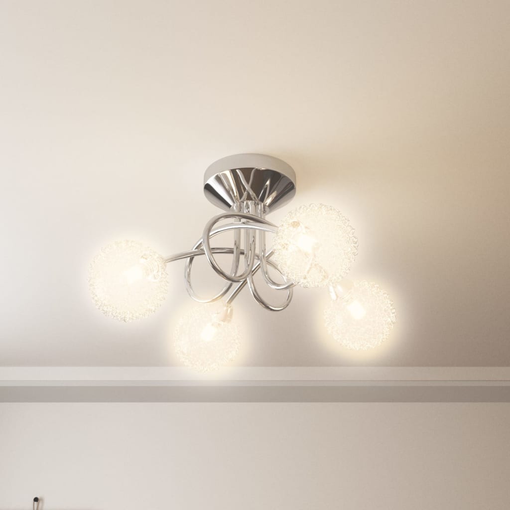 vidaXL Stropná lampa so sieťovinovými tienidlami na 4 LED žiarovky G9