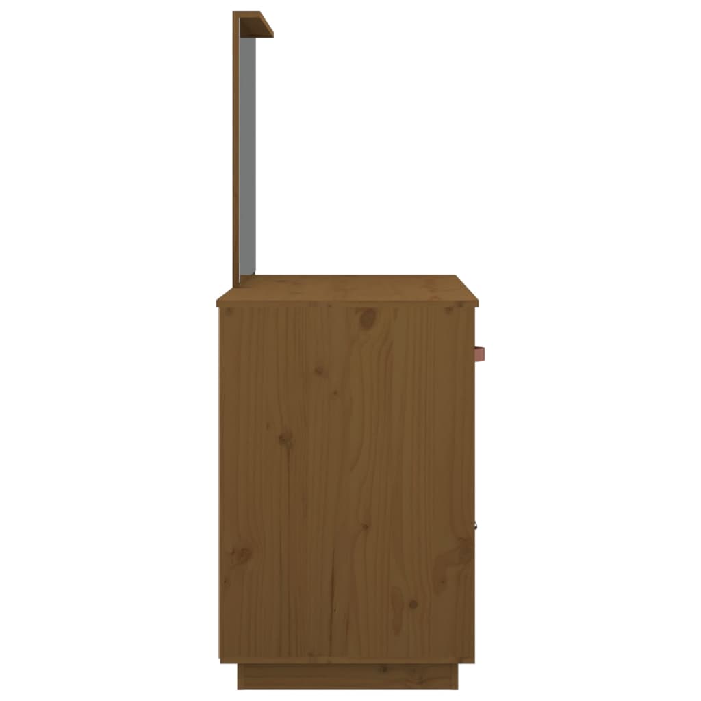 vidaXL Toaletný stolík hnedý 95x50x134 cm masívne borovicové drevo