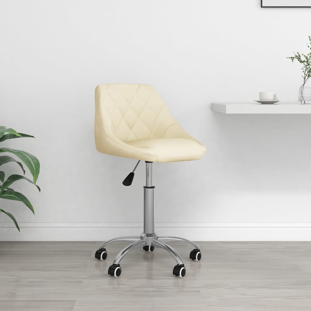 vidaXL Otočná kancelárska stolička krémová umelá koža