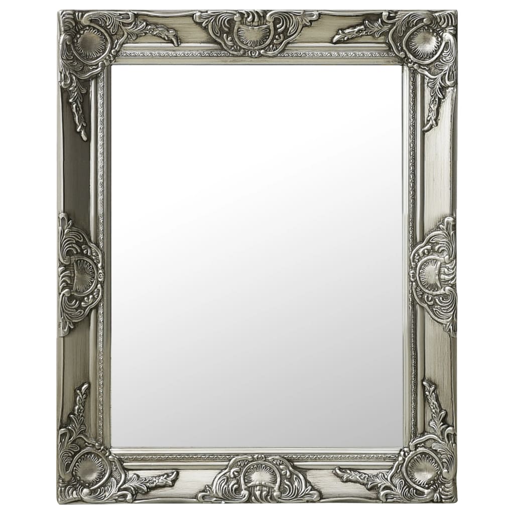 vidaXL Nástenné zrkadlo v barokovom štýle 50x60 cm strieborné
