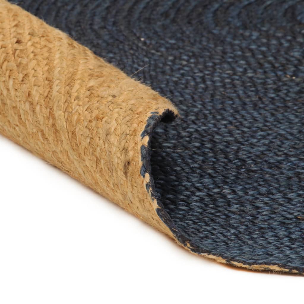vidaXL Obojstranný pletený koberec tmavomodrý a prírodný juta 120 cm