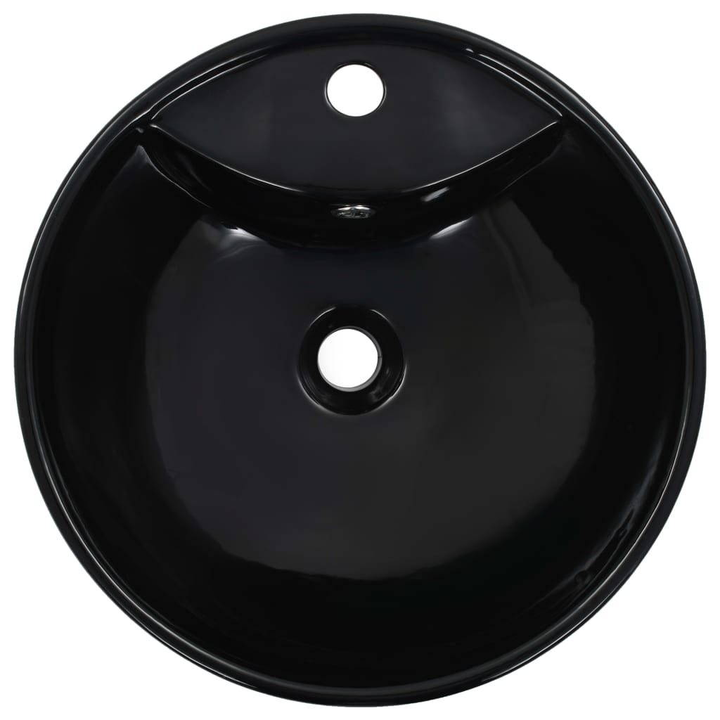 vidaXL Umývadlo s prepadom 46,5x18 cm keramické čierne