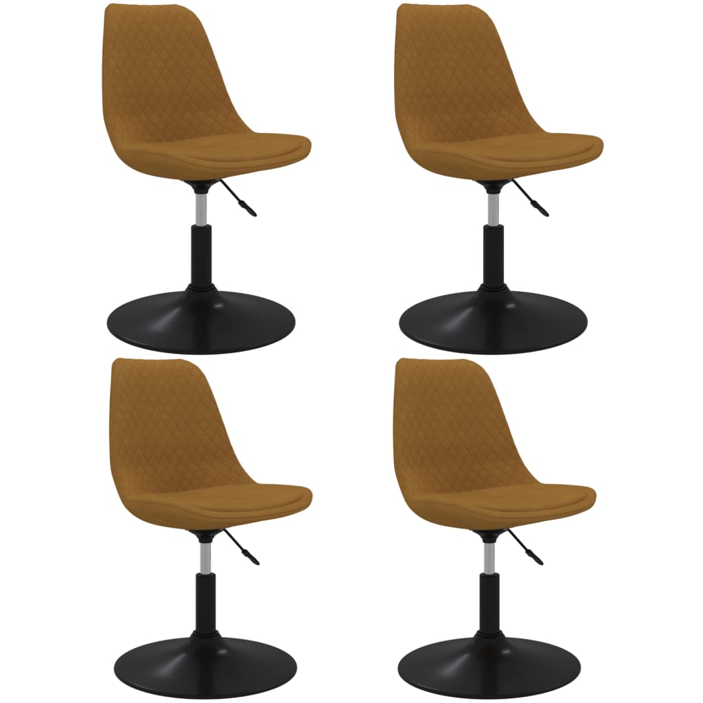 vidaXL Otočné jedálenské stoličky 4 ks hnedé zamatové