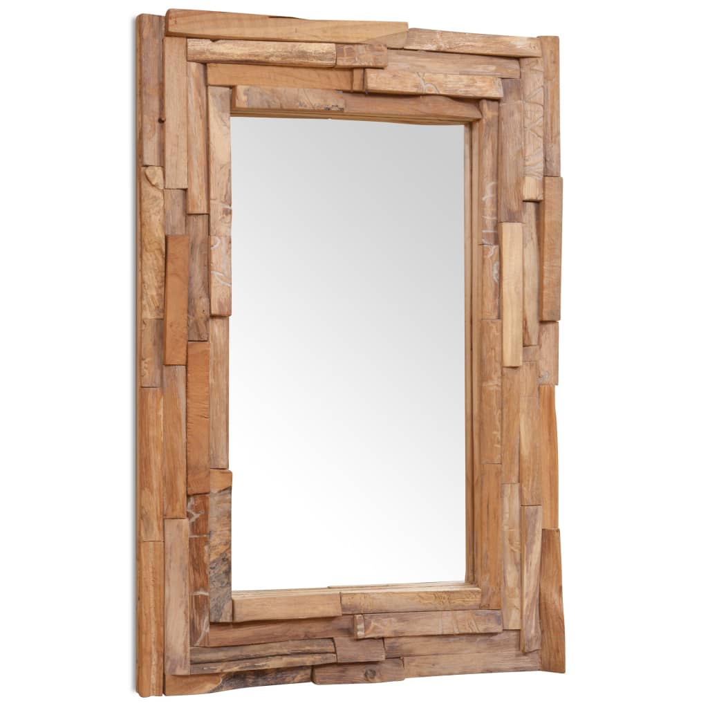 vidaXL Dekoratívne zrkadlo, teakové drevo 90x60 cm, obdĺžnikové