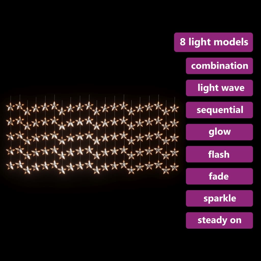 vidaXL LED svetelný záves s hviezdami 500 LED teplý biely 8 funkcií