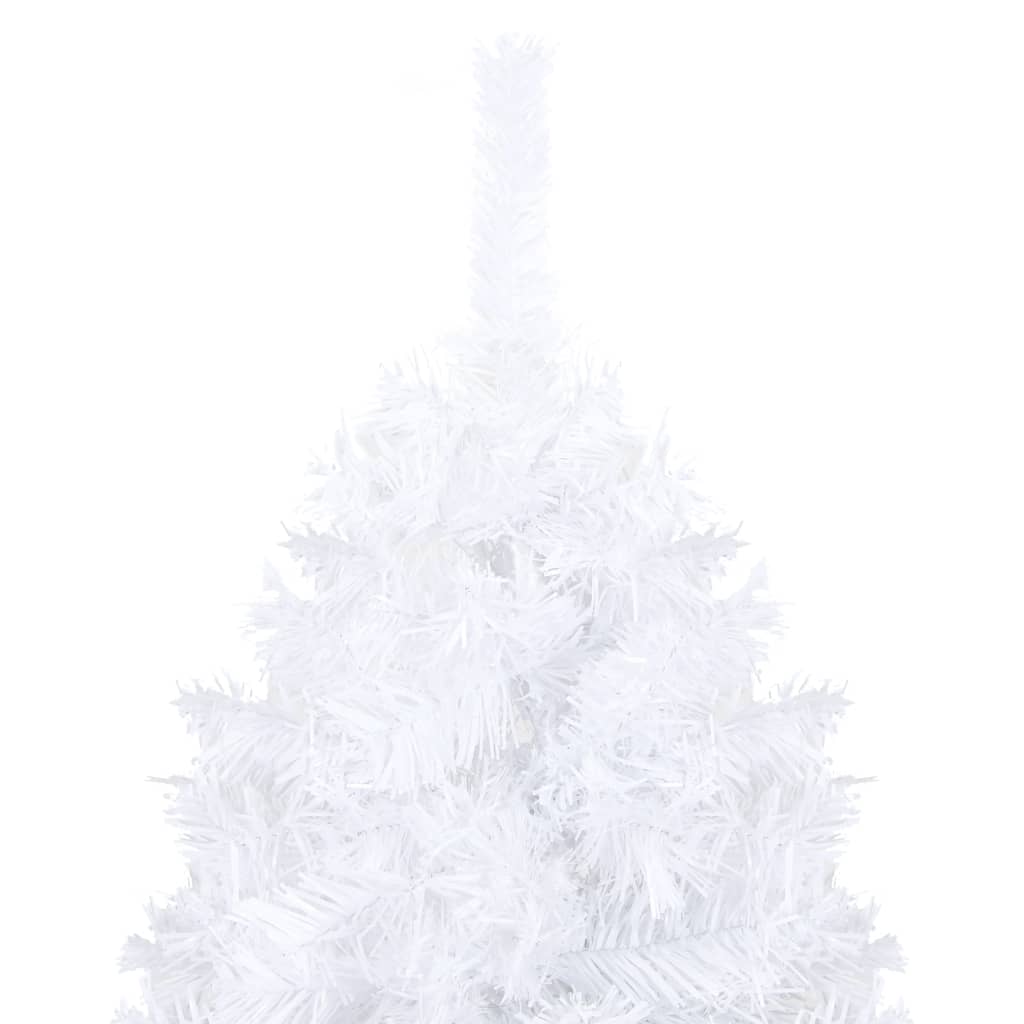 vidaXL Osvetlený umelý vianočný stromček, husté ihličie, biely 210 cm