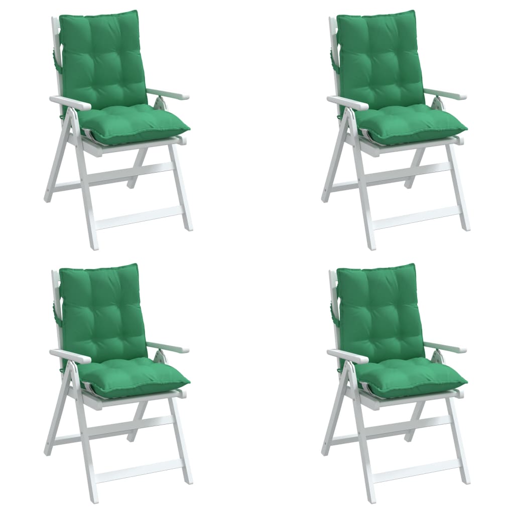 vidaXL Podložky na stoličky nízke operadlo 4 ks zelené oxfordská látka