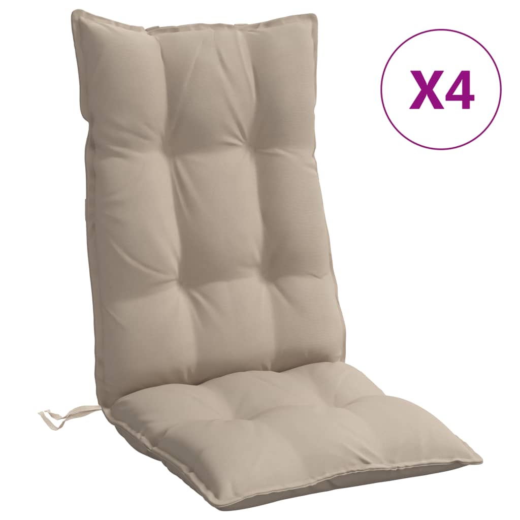 vidaXL Podušky na stoličky s vysokým operadlom 4 ks sivohnedé látka