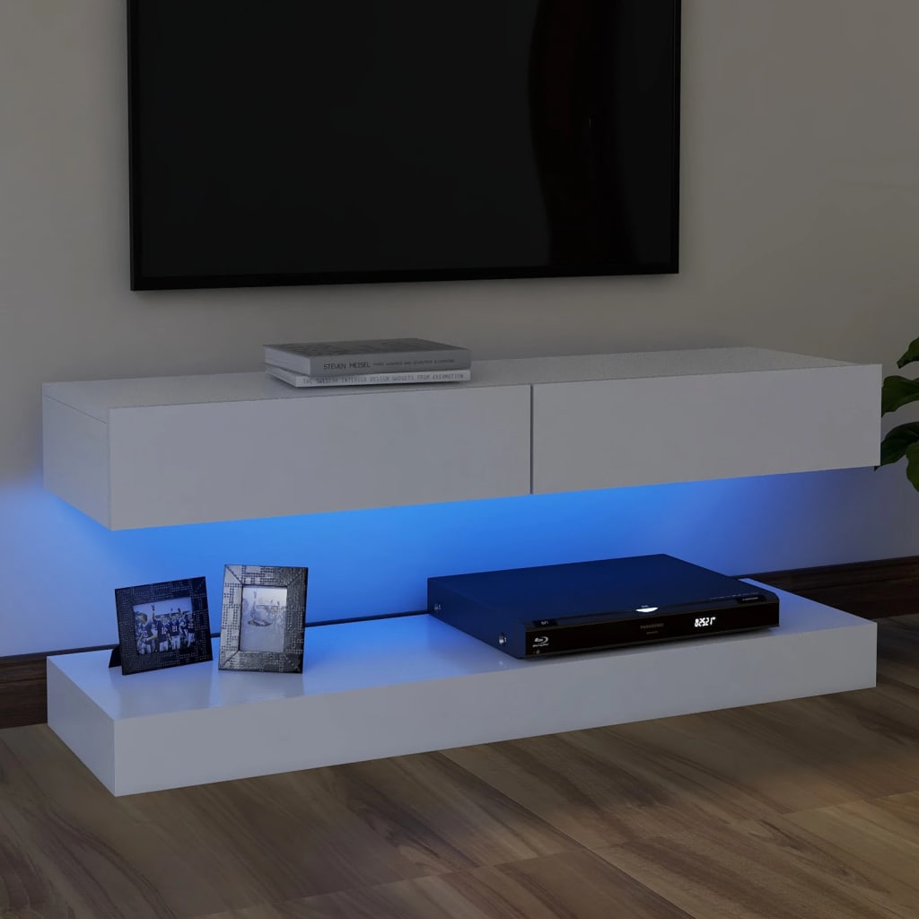 vidaXL TV skrinka s LED svetlami biela 120x35 cm