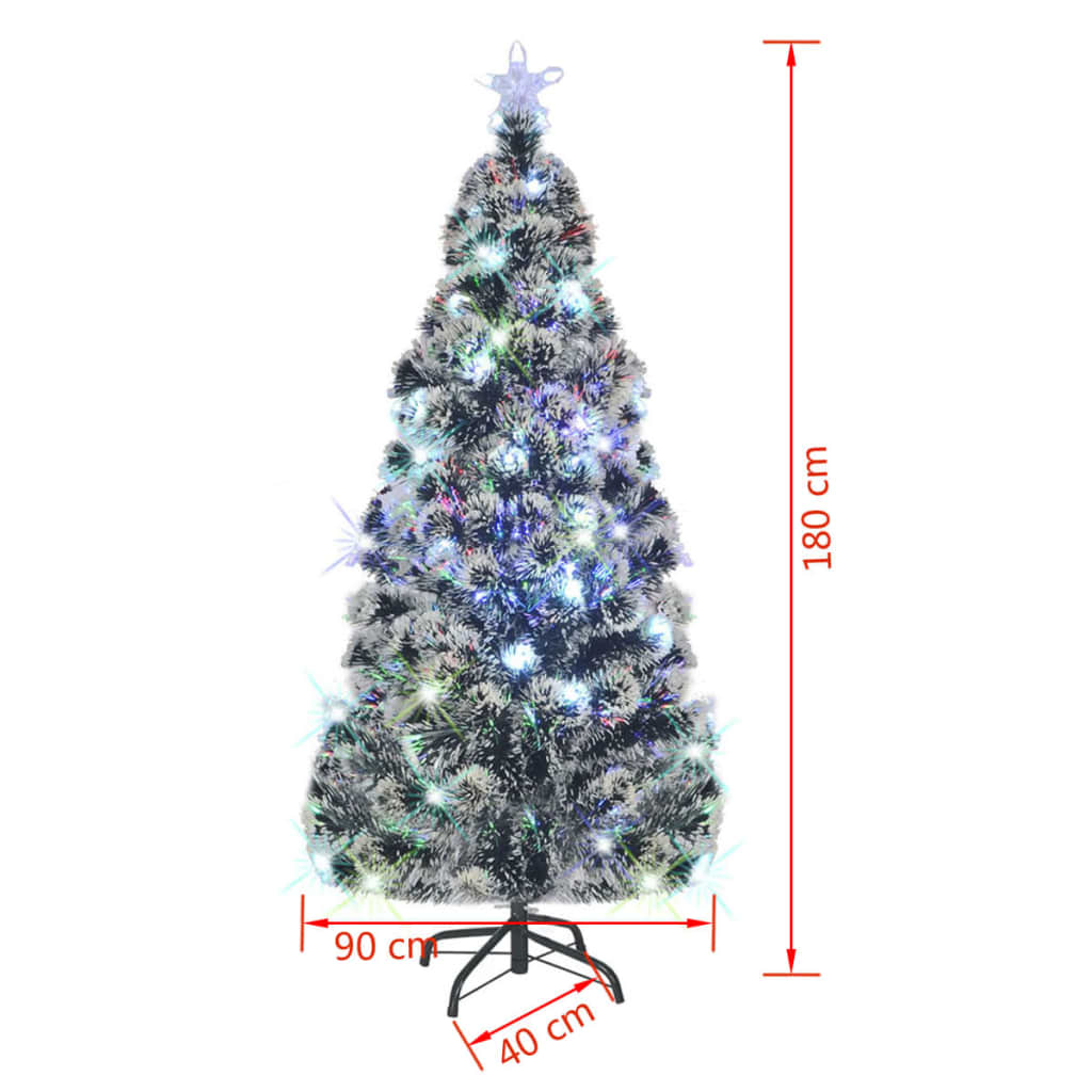 vidaXL Osvetlený vianočný stromček so stojanom 180 cm, optické vlákno