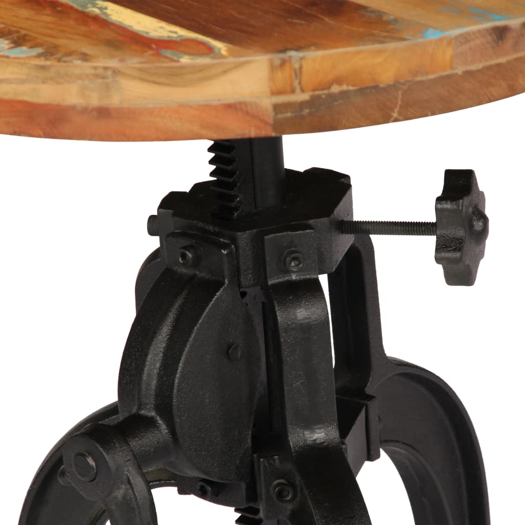 vidaXL Príručný stolík 45x(45-62) cm, recyklovaný masív a liatina