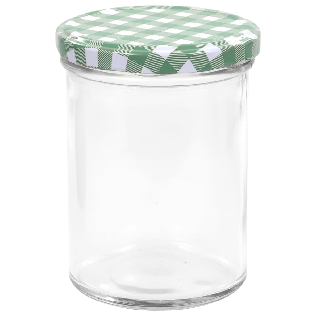 vidaXL Zaváracie poháre s bielo-zelenými viečkami 96 ks 400 ml sklo