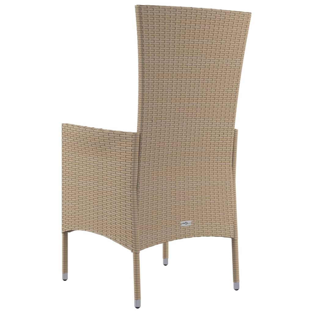 vidaXL Záhradné stoličky s podložkami 2 ks polyratan béžové