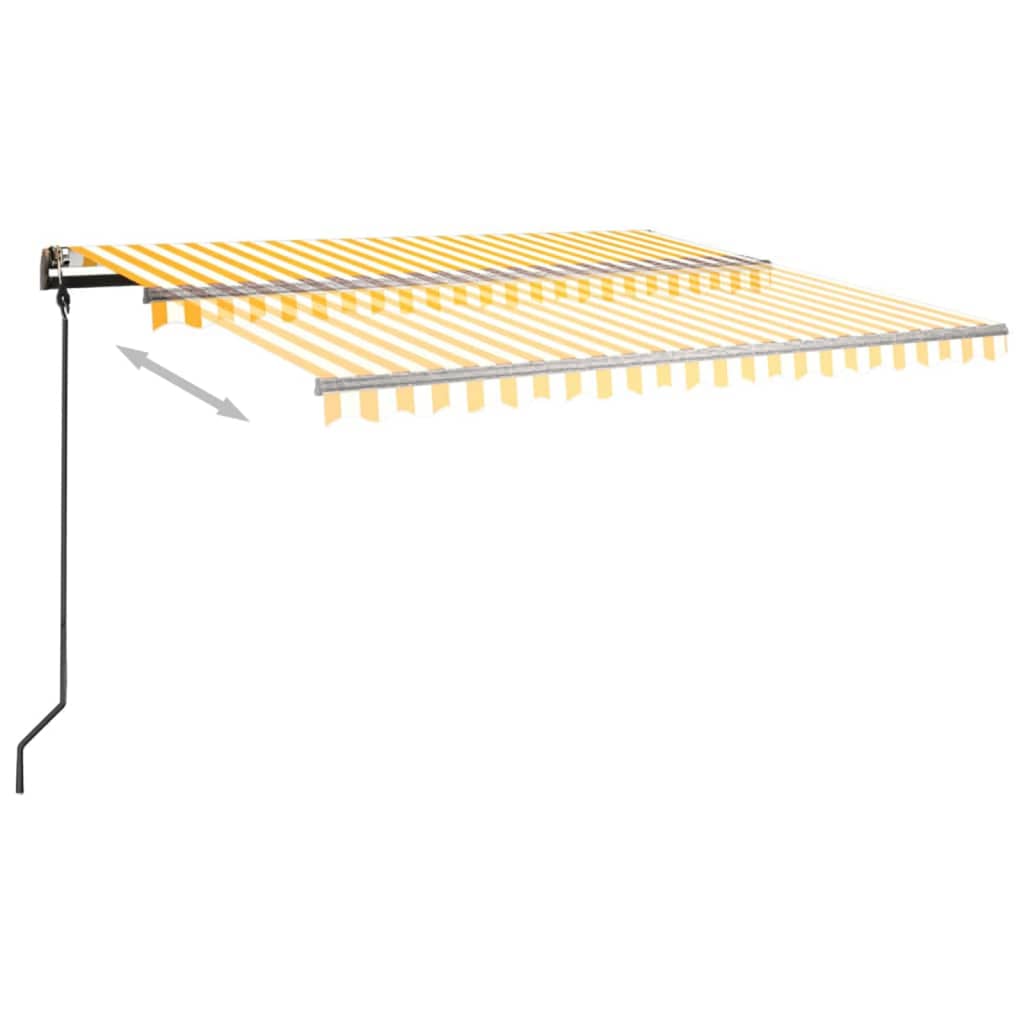 vidaXL Ručne zaťahovacia markíza so stĺpikmi 4,5x3 m žlto-biela