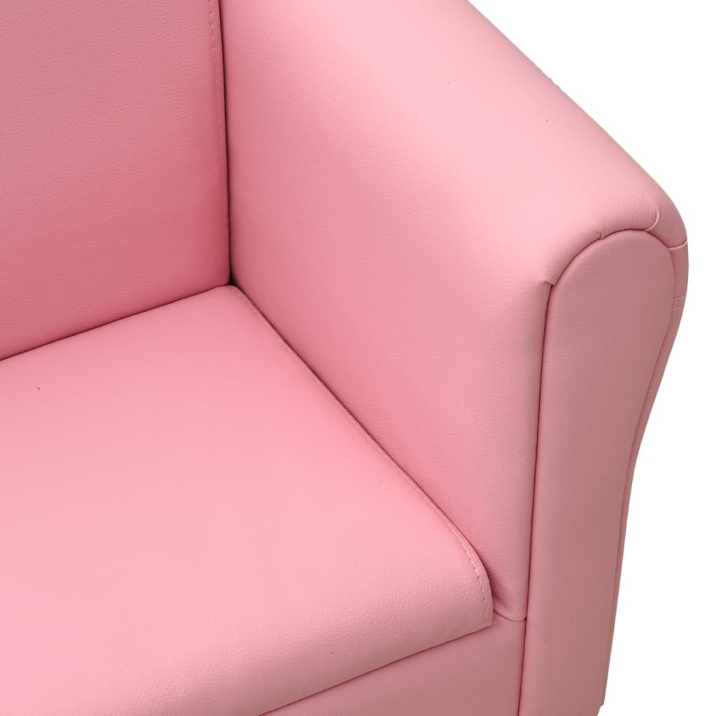 vidaXL Detská sedačka s podnožkou ružová umelá koža