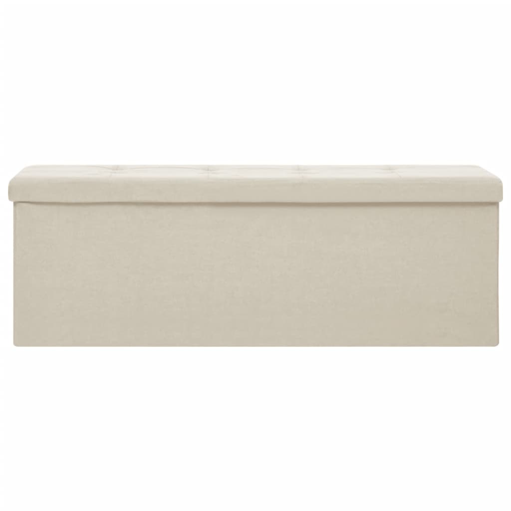 vidaXL Skladacia úložná lavica krémovo-biela umelý ľan