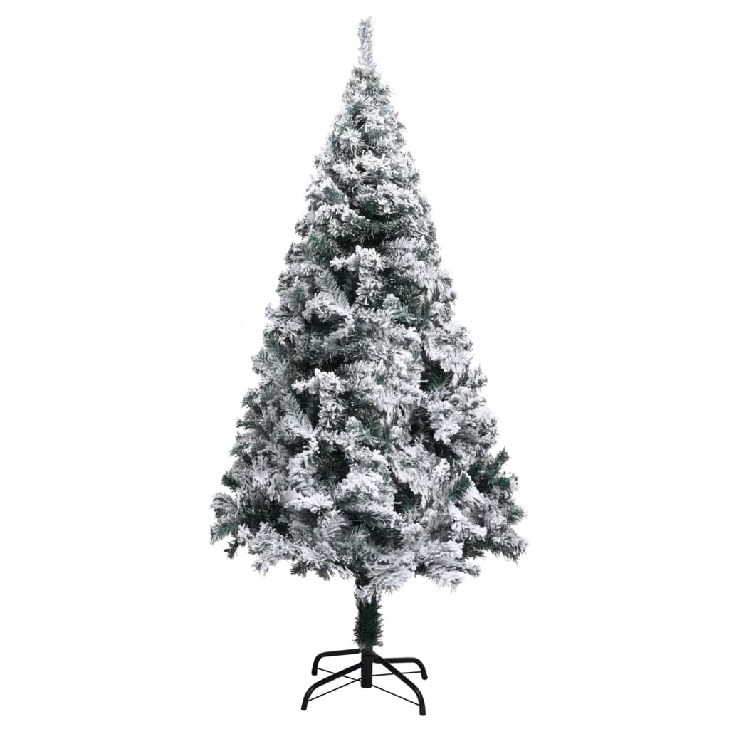 vidaXL Umelý vianočný stromček, zasnežený, zelený 150 cm, PVC