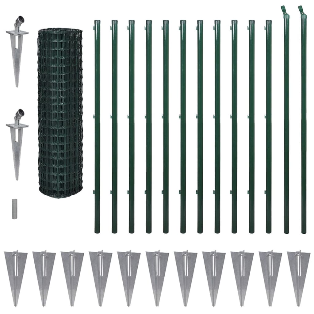 vidaXL Euro plot, oceľ 25x1,7 m, zelený