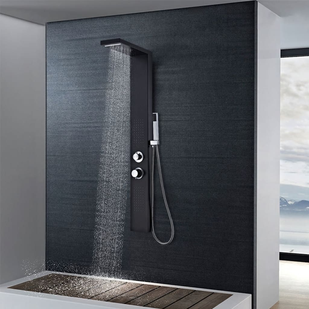 vidaXL Hliníkový sprchový panel, matný čierny