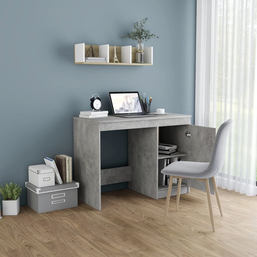 vidaXL Písací stôl, betónovo sivý 100x50x76 cm, drevotrieska