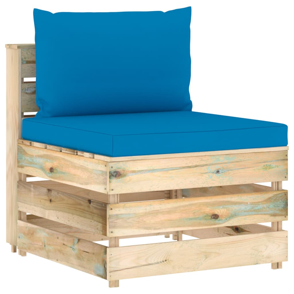 vidaXL 6-dielna záhradná sedacia súprava s podložkami zelené impregnované drevo