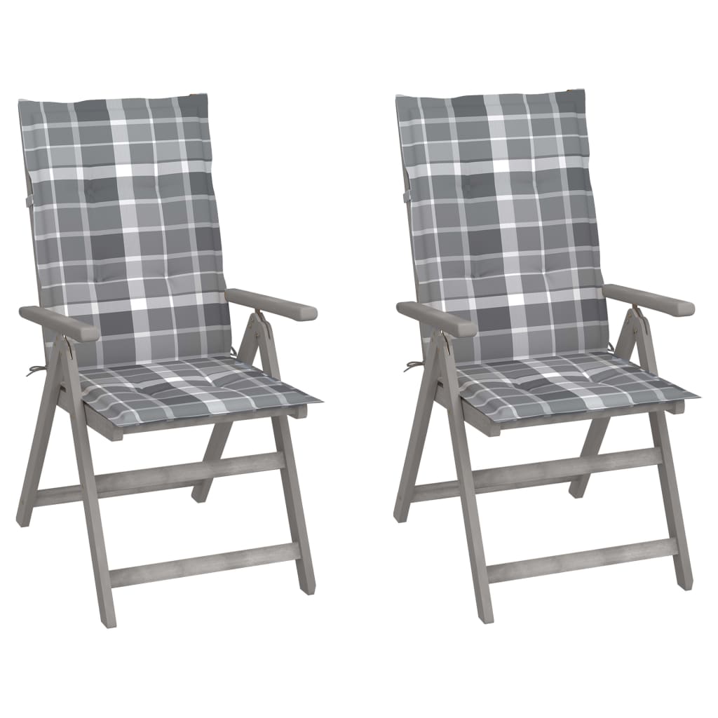 vidaXL Záhradné sklápacie stoličky 2 ks s podložkami akáciový masív