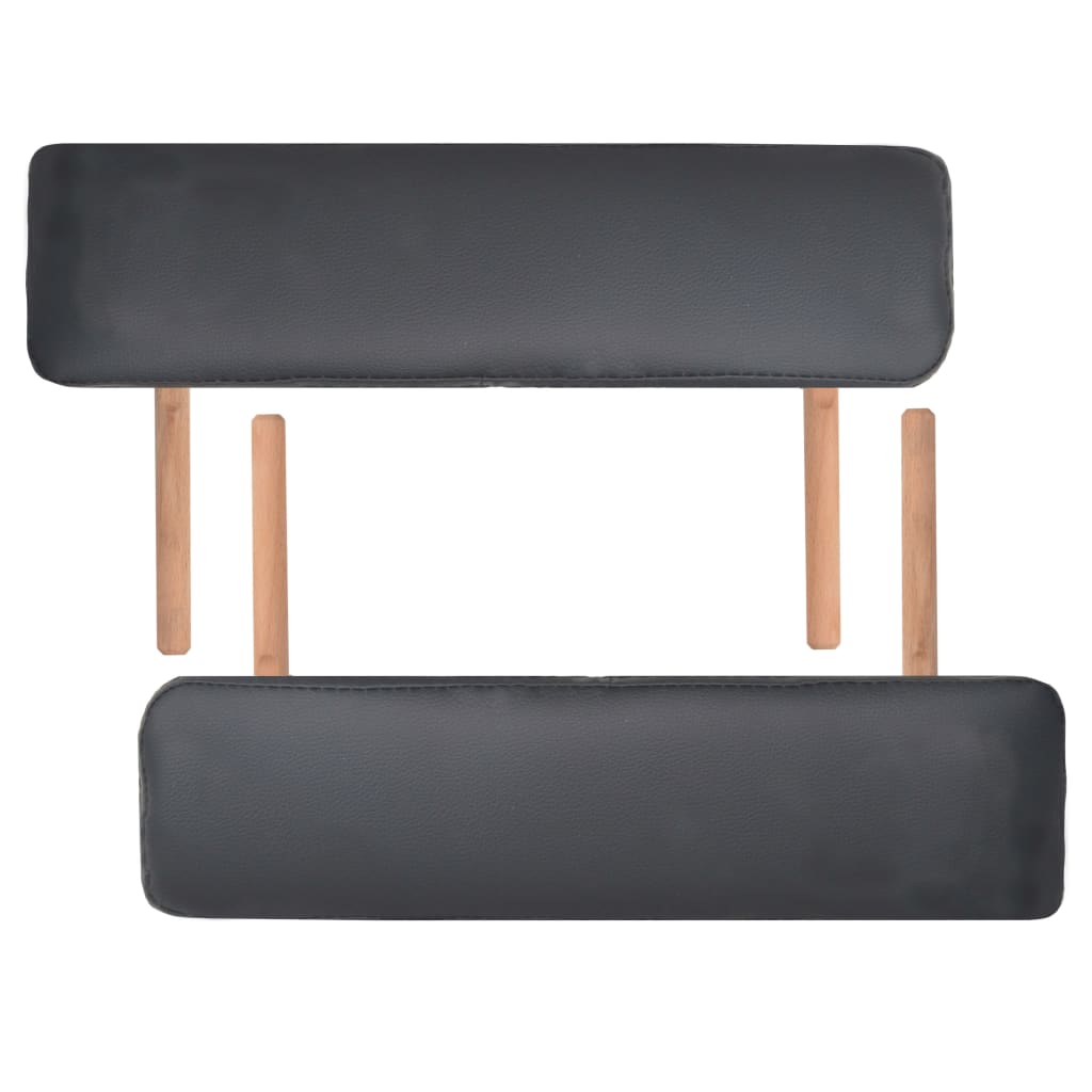 vidaXL Sklápací 3-zónový masérsky stôl a stolička, 10 cm, čierny set