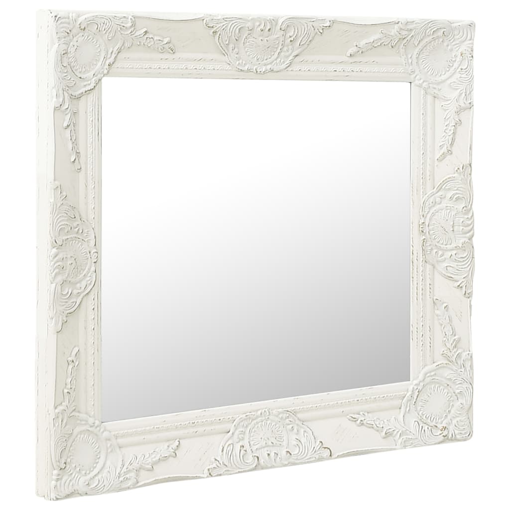 vidaXL Nástenné zrkadlo v barokovom štýle 50x50 cm biele