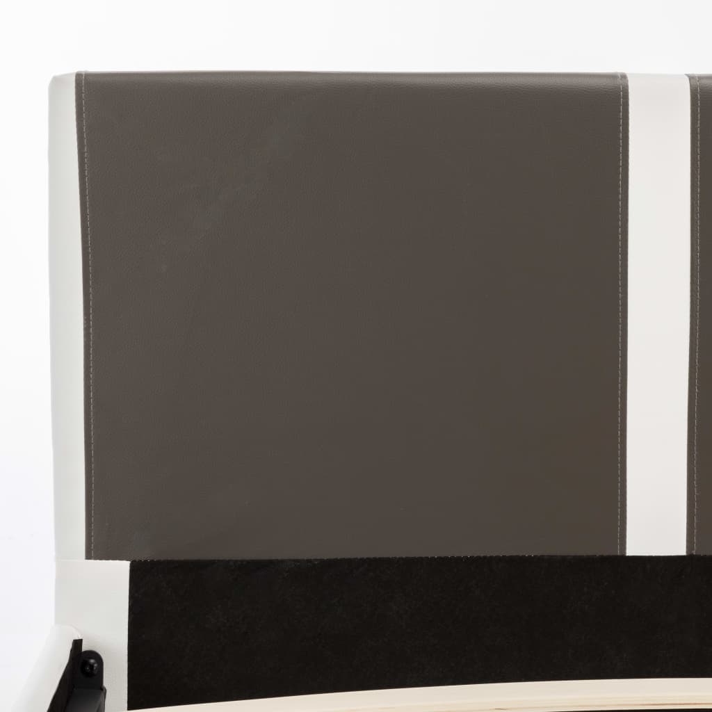 vidaXL Posteľ s matracom, sivo biela, umelá koža 180x200 cm