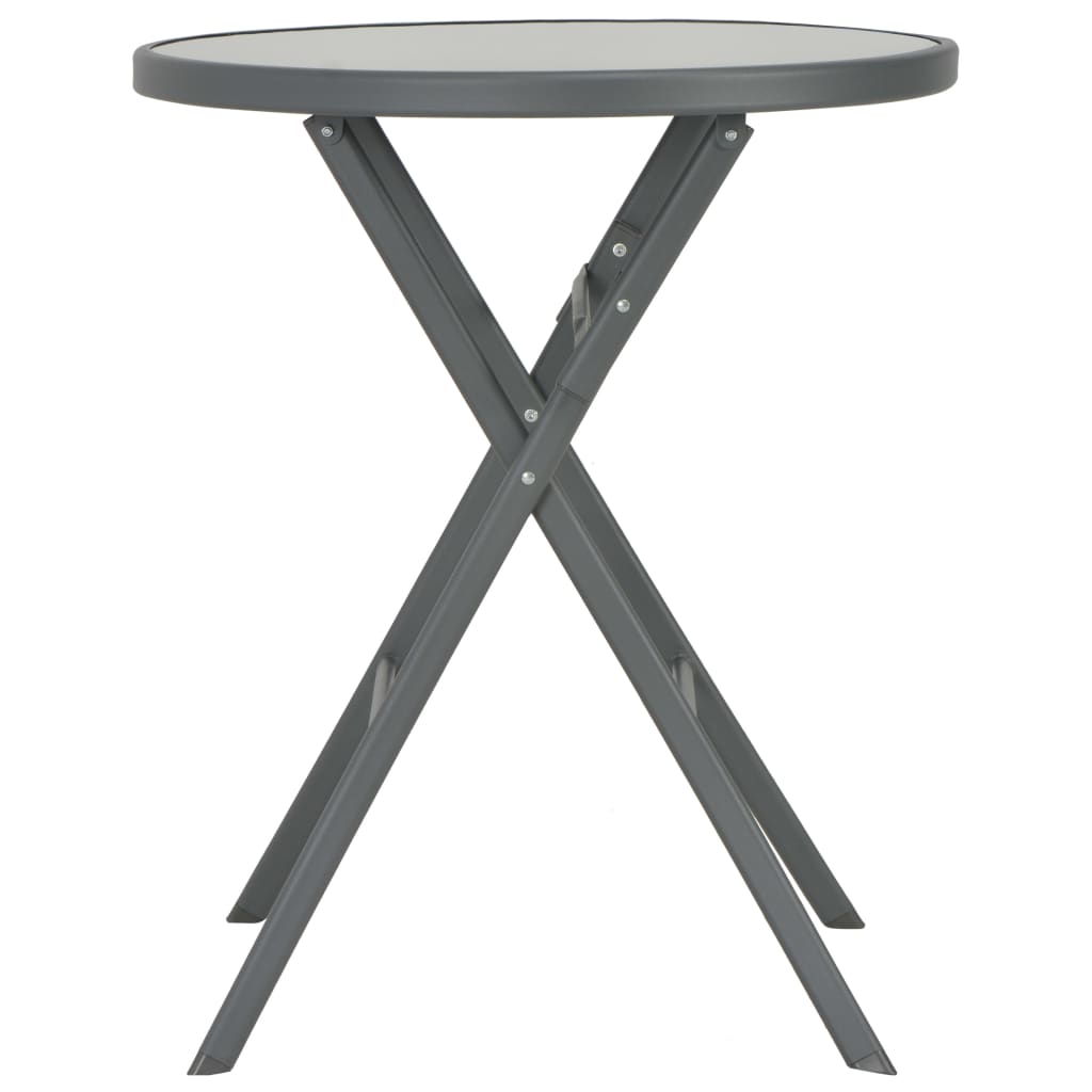 vidaXL Skladací bistro stolík, sivý 60x70 cm, sklo a oceľ