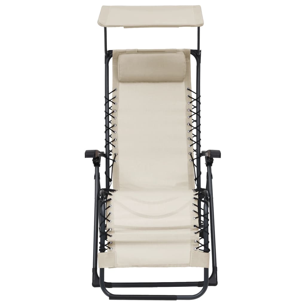 vidaXL Skladacie terasové stoličky 2 ks textilénové krémové