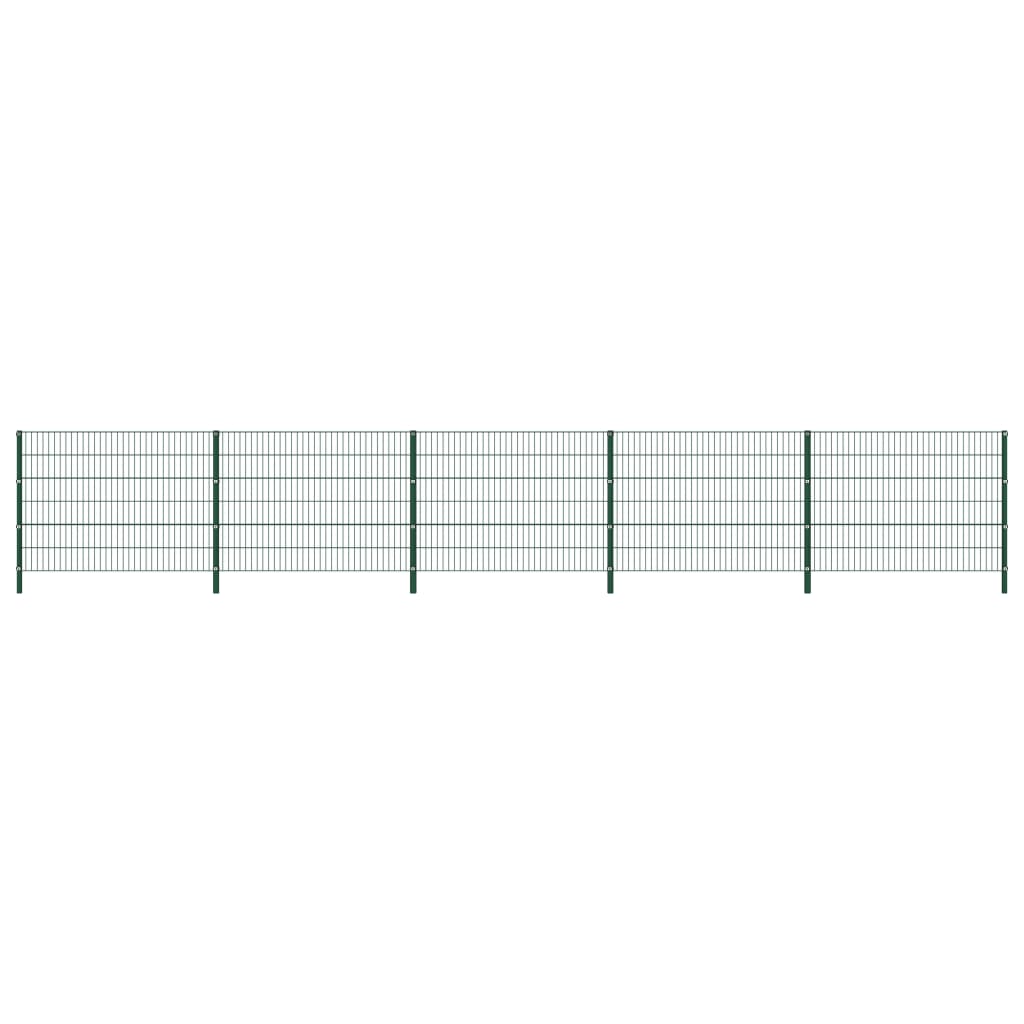 vidaXL Plotový panel so stĺpikmi, železo 8,5x1,2 m, zelený