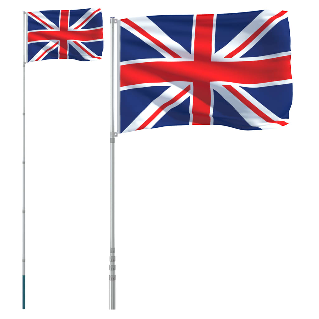 vidaXL Vlajka Veľkej Británie a tyč 5,55 m hliník