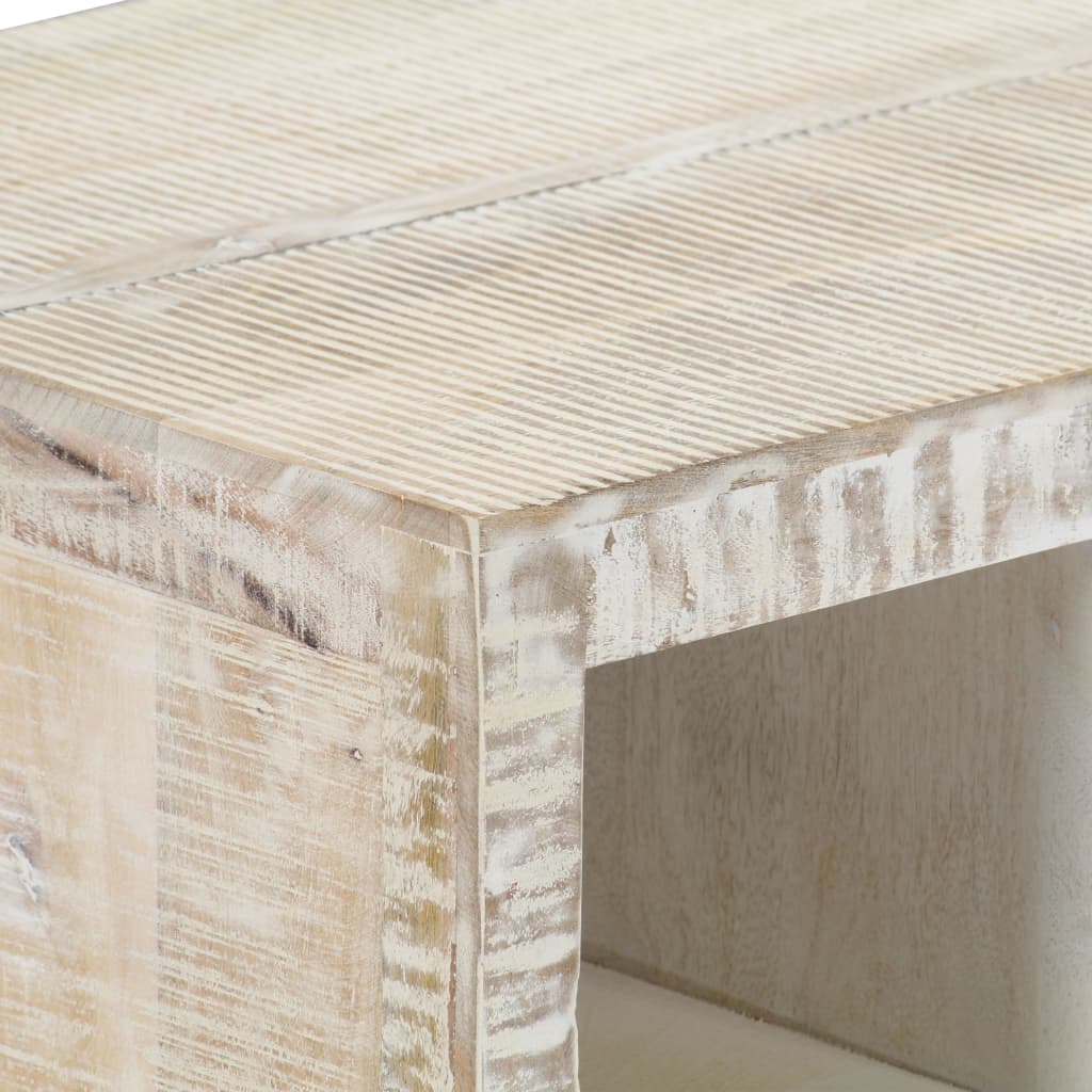 vidaXL Konferenčný stolík biely 110x50x40 cm masívne mangovníkové drevo
