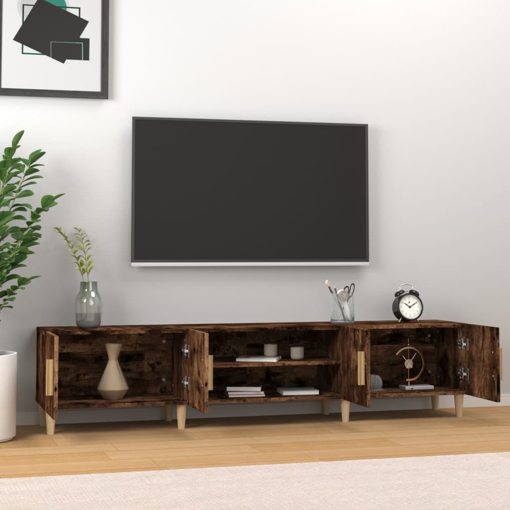 vidaXL TV skrinka dymový dub 180x31,5x40 cm kompozitné drevo