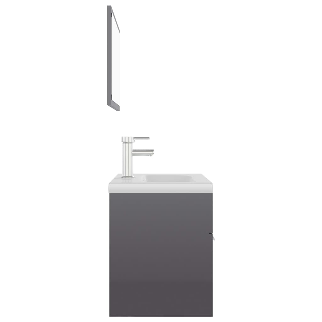 vidaXL Súprava kúpeľňového nábytku lesklá sivá drevotrieska