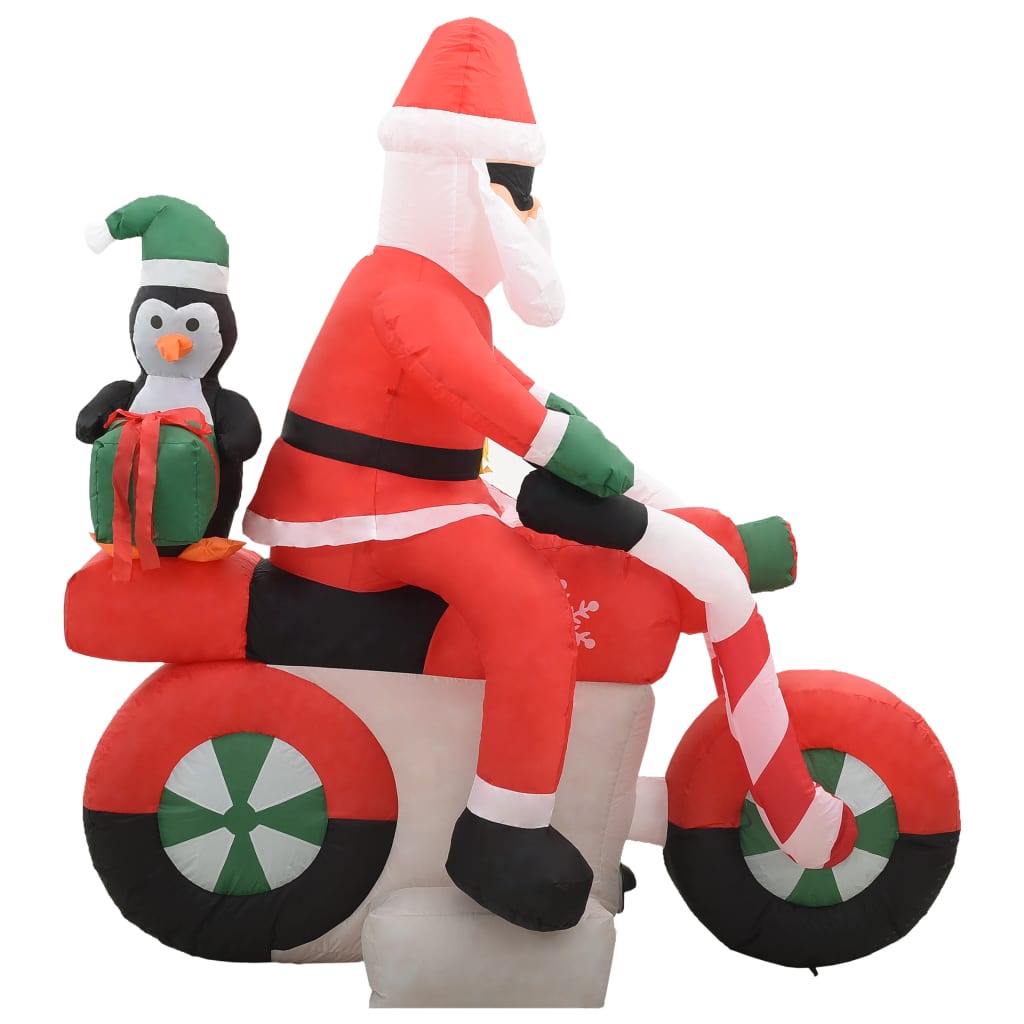 vidaXL Vianočný nafukovací Santa Claus na motorke s LED IP44 160 cm