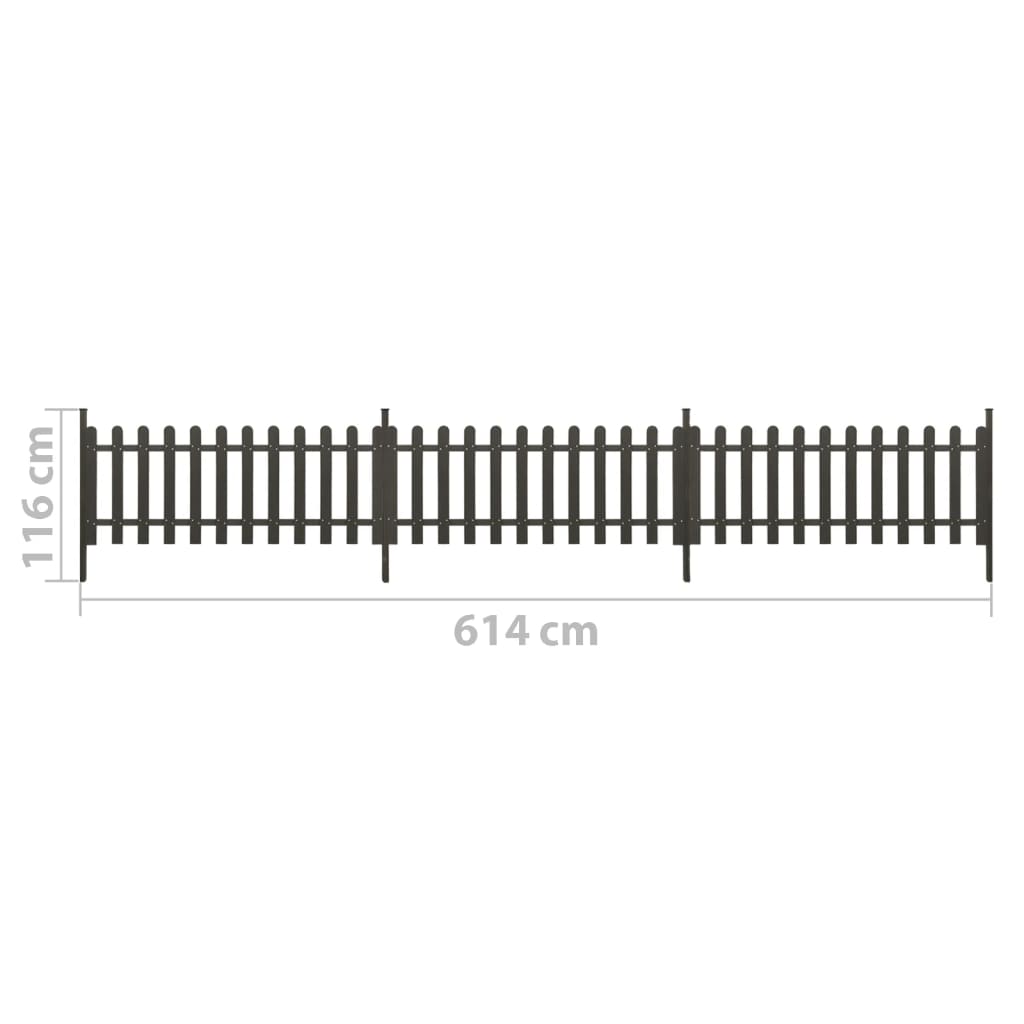 vidaXL Latkový plot so stĺpikmi 3 ks WPC 614x80 cm