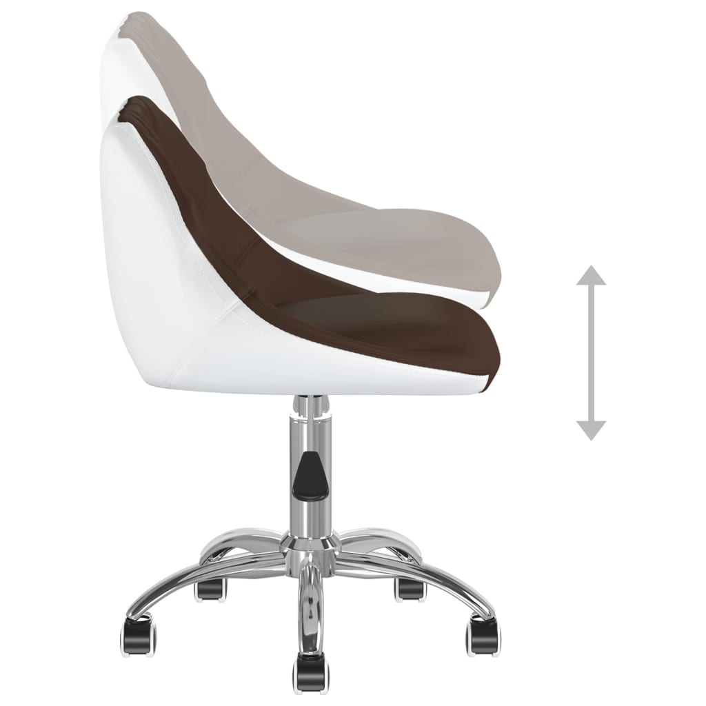 vidaXL Otočná kancelárska stolička hnedá a biela umelá koža