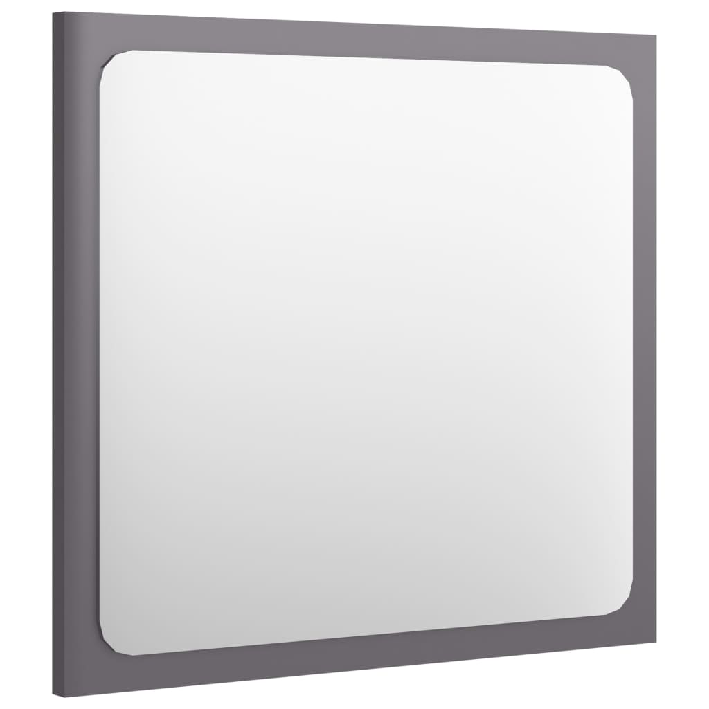 vidaXL Kúpeľňové zrkadlo, lesklé sivé 40x1,5x37 cm, kompozitné drevo